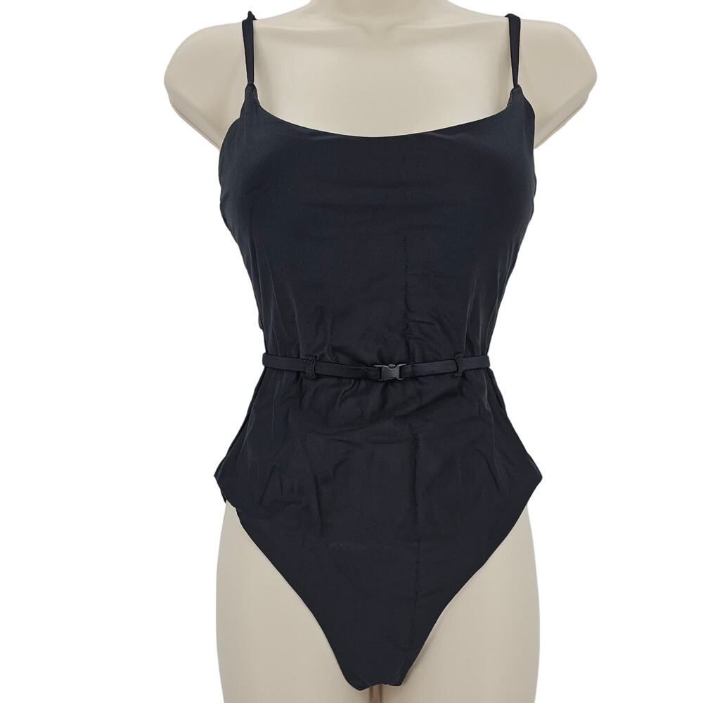 Andie Swim Womans size S The Riviera One Piece Swimsuit Black with Belt NEW